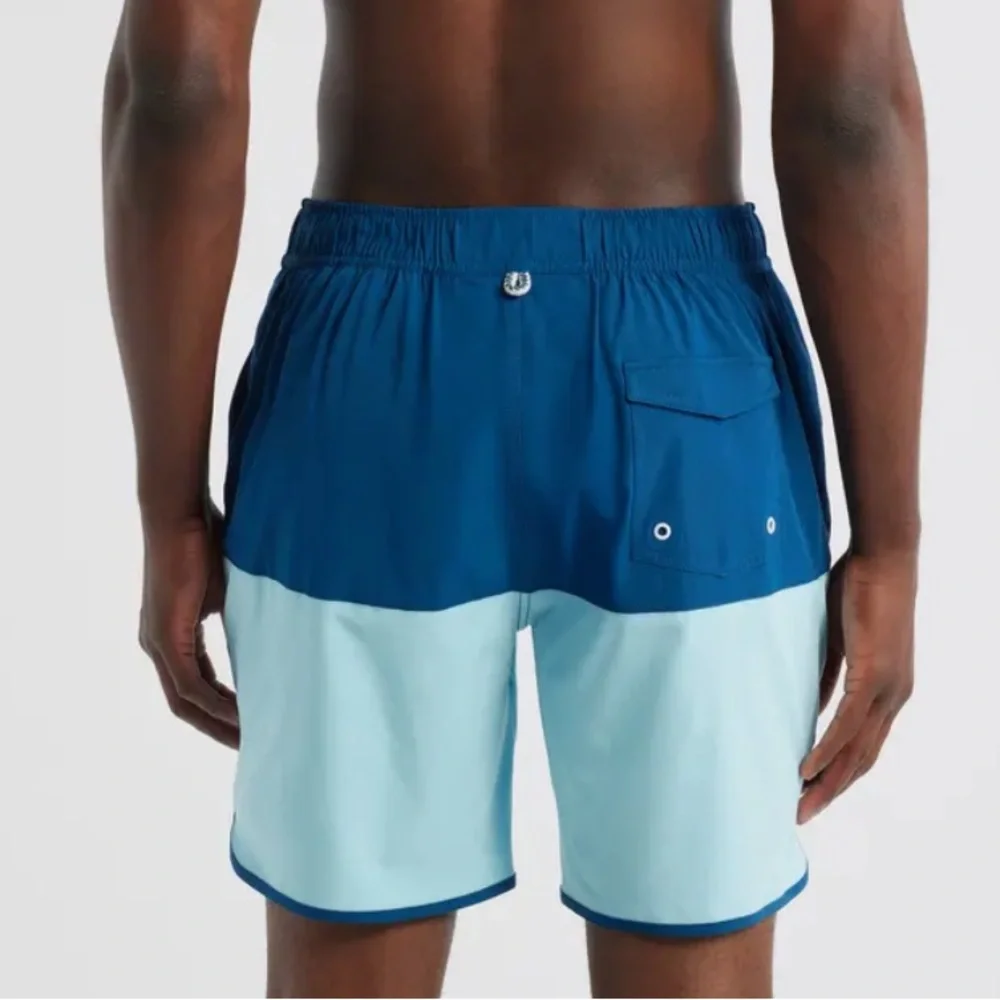 Johnnie-O Tully Monsoon Boys Sz 16 Color‎ Block Teal Lined Swim Trunks Waist Tie